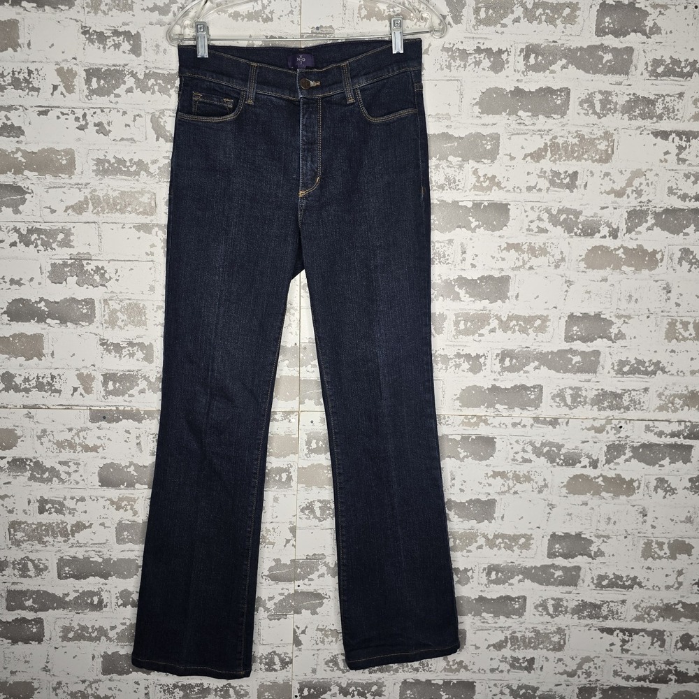 NYDJ Jeans Womens 6 Dark Blue‎ Wash Stretch Denim Bootcut Lift Tuck Boho Preppy